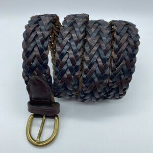 Canterbury Black Brown Braided Men's Synthetic Leather Belt Size 38 Style 12793